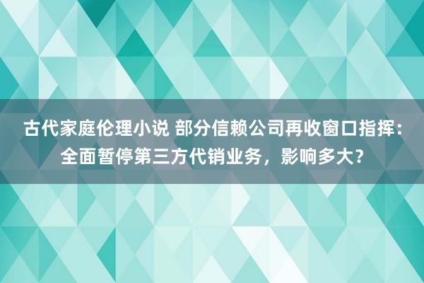 古代家庭伦理小说 部分信赖公司再收窗口指挥：全面暂停第三方代销业务，影响多大？