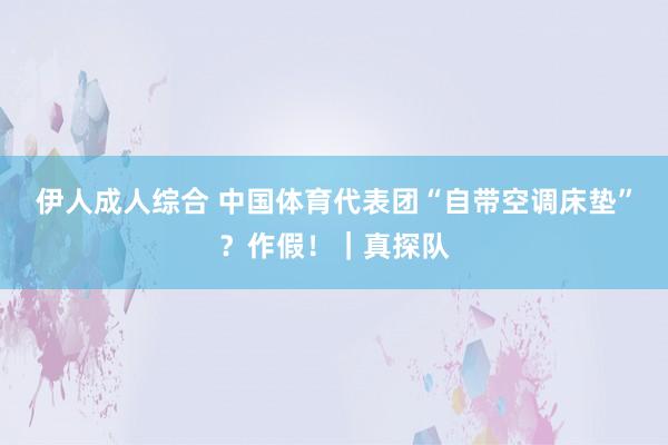 伊人成人综合 中国体育代表团“自带空调床垫”？作假！｜真探队