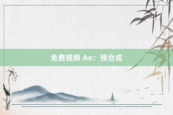 免费视频 Ae：预合成