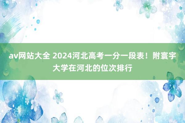 av网站大全 2024河北高考一分一段表！附寰宇大学在河北的位次排行