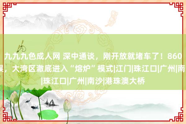 九九九色成人网 深中通谈，刚开放就堵车了！8600万东谈主欢娱，大湾区澈底进入“熔炉”模式|江门|珠江口|广州|南沙|港珠澳大桥